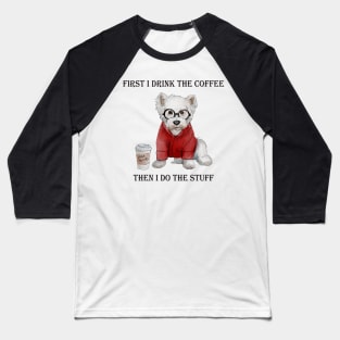 Coffee Hipster  Westie Baseball T-Shirt